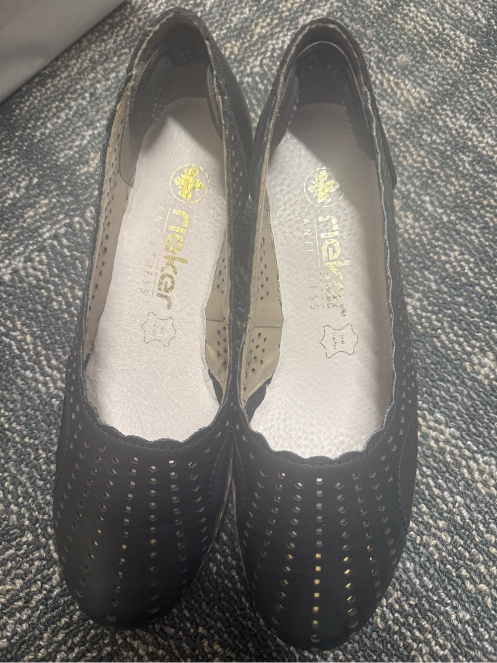 Rieker Black Perforated Slip-On Ballet Flats